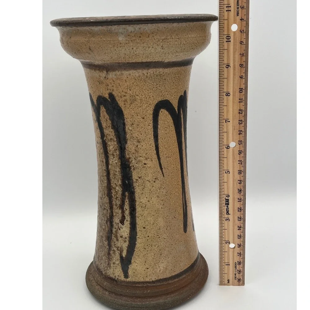 Vintage Brian‎ Van Nostrand Signed Stoneware Vase 10.5